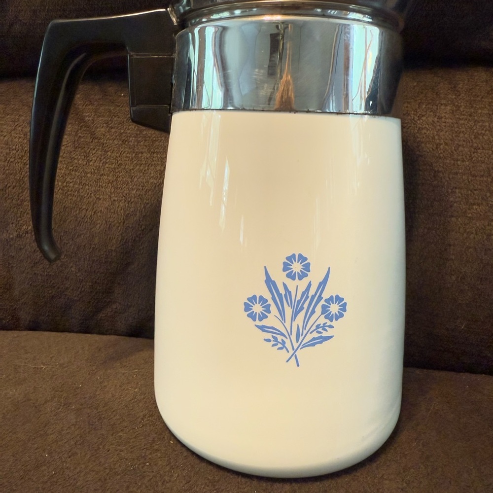 Corningware Blue Cornflower 6 Cup Stovetop Percolator Excellent Condition